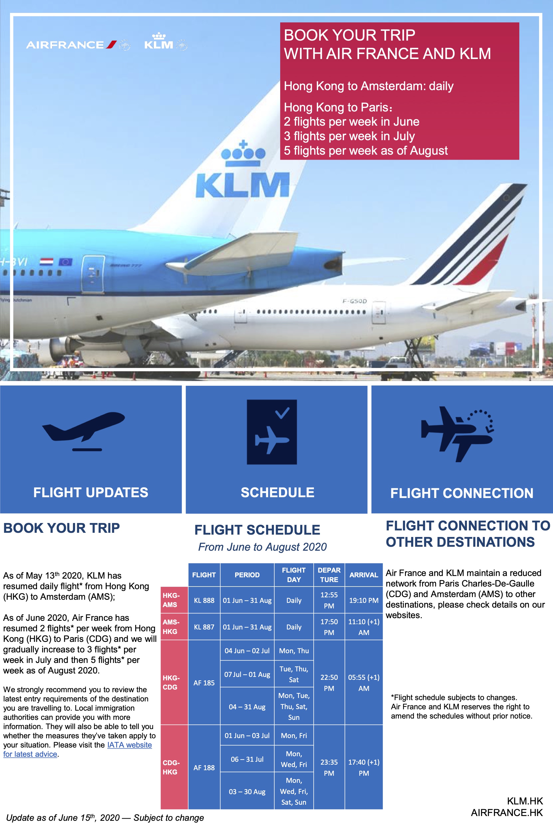 KLM flight schedule